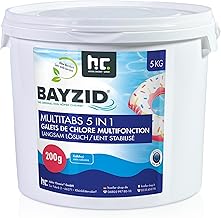 BAYZID Chlor Multitabs 5 in 1-200g Chlortabletten für Pool – 5kg – 5-Phasen Pflege & Reinigung -…