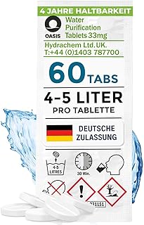 Wicked Chili Wasserreinigungstabletten (60 Trinkwasser Tabletten) Wasserentkeimung 4-5 Liter Wass…