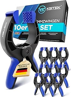 KISTEK® Klemmzwingen Set [10 Stück] – Federklemmen mit über 8cm Spannweite und starker Spannkr…