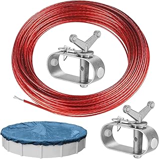 2 Stück Befestigung Poolplane Spannseil 40m, Drahtseil Spanner Drahtspanner Seilspanner Drahtsei…