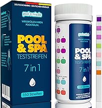 poolomio® Pool Teststreifen 7in1, 150 Stück | Pooltester für Schwimmbad, Whirlpool, Spa & Teic…