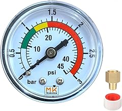 Manometer für sandfilter, 0-3 bar/45 psi, Anschluss 1/4 Zoll NPT, Anschluss hinten, aus Messing,…