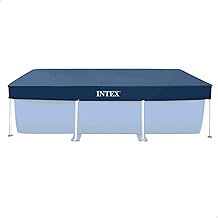 Intex 28038 – Poolabdeckung für Rechteckige Aufstellpools, PVC, Blau, 300×200 cm