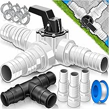 KESSER® Bypass Set Pool 12-teilig | 3-Wege Ventil Anschluss & ABS-Adapter Ø32 & Ø 38mm | mit 6…