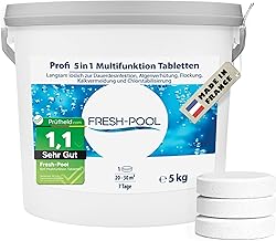 Fresh-Pool Profi 5in1 Multifunktion Tabletten 200g 5 kg – Chlortabletten für Pool mit Algizid un…