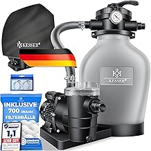 KESSER® Sandfilteranlage Sandfilter + 800g Filterbälle ersetzen 25kg Filtersand 7-Wege Ventil m…