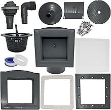 HAF Einbauskimmer Komplett Set Grau für Stahlwandbecken | Pool Skimmer Set aus ABS inkl. Einlauf…