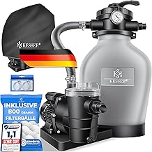 KESSER® Sandfilteranlage Sandfilter + 800g Filterbälle ersetzen 25kg Filtersand 7-Wege Ventil m…