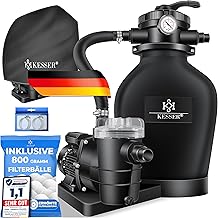 KESSER® Sandfilteranlage für Pool bis zu 60.000L, 10.200 L/h, 400W Pumpe, 20L Tank, 7-Wege-Vent…