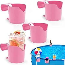 4 Stück Rosa Pool Getränkehalter WISIRENT, Poolside Cup Holder für Pools Multifunktionaler Poo…