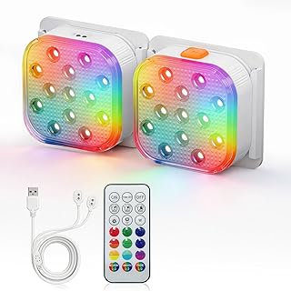 SoulBay Poolbeleuchtung Unterwasser mit Fernbedienung, 2er RGB Bunt Pool Licht, Magnetisch Auflad…
