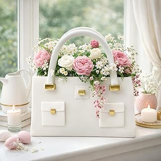 Handtaschen Pflanzgefäß aus Kunstharz – Moderne Deko Blumentopf Tasche in 3 Farben, für Indo…