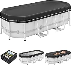 LXKCKJ Poolabdeckung Rechteckig für Oberirdische Schwimmbad | 2-in-1 Abdeckplane Pool für 480×3…