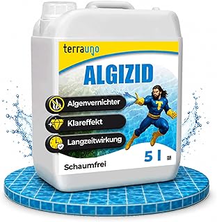TerraUno Algizid für Pool, Algenvernichter Pool zum Schutz vor Algen, Pilzen & Bakterien, 5 L Po…