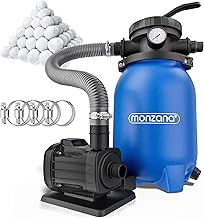 MONZANA® Sandfilteranlage MZPF180 5000 l/h bis 15.000L Pool mit Filterbällen 7 Wege Ventil 2in1…