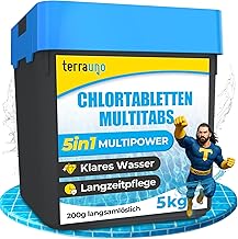 TerraUno Chlortabletten für Pool, Multitabs 5 in 1 für Poolpflege, 5kg je 200g Pool Tabletten l…