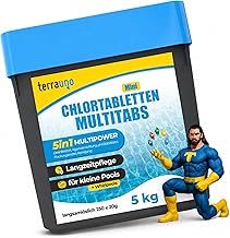 TerraUno Mini Chlortabletten Pool 5 kg, 20g Multitabs 5 in 1 langsamlöslich, Multifunktionstable…