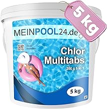5 kg MEINPOOL24.DE Chlor Multitabs 5 in 1-200 g Tabs Multi Chlortabletten – 5 Phasenwirkung für …