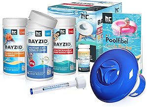 BAYZID® Pool Starterset 7-teilig – Wasserpflege durch Pool Chlor Granulat, PH Minus, Multitabs, …