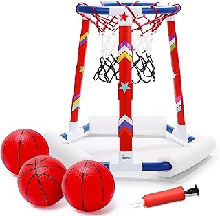 EagleStone Pool-Basketballspielzeug, aufblasbarer Basketballkorb für den Pool mit 3 großen Bäl…