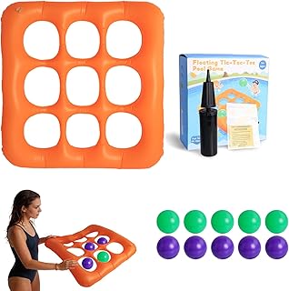 Poolspiel-Set Tic-Tac-Toe,Aufblasbares Poolspielzeug Mit 10 Bällen, Handpumpe,Wasser Schwimmende…