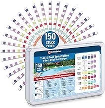 Veddelholzer 7-in-1 Pool Teststreifen (150 Stück) Wassertester für Pools Messung von pH-Wert, f…