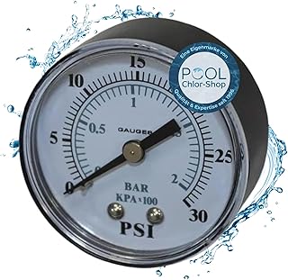 Pool Manometer für Sandfilter I Druckluft Manometer 1/4″ mit Ø 50mm aus Kunststoff I Poolfilter…
