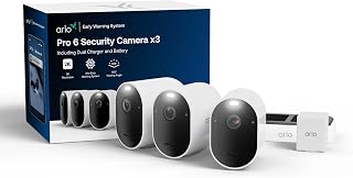 Arlo Pro 6 2K HDR Kamera Aussen, 3er-Set mit Zusatzakku & Dual-Ladestation | Kabellos, 2K HDR, Fa…